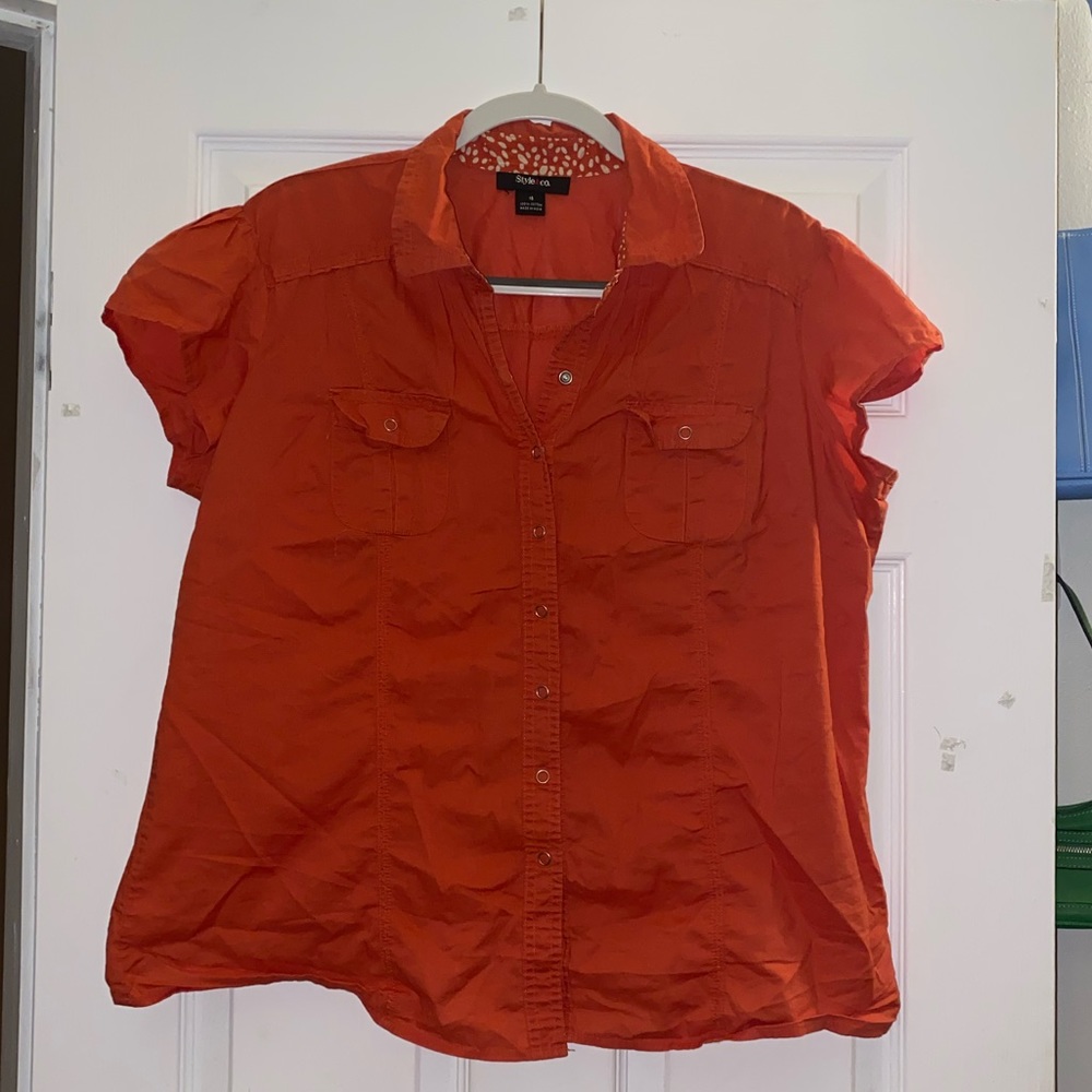 orange button down - Picture 2 of 4
